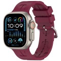For Apple Watch Ultra 2 49mm H Texture Silicone Ladder Buckle Watch Band(Wine Red)
