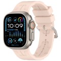 For Apple Watch Ultra 2 49mm H Texture Silicone Ladder Buckle Watch Band(Sand Pink)