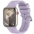 For Apple Watch Series 9 45mm H Texture Silicone Ladder Buckle Watch Band(Purple)