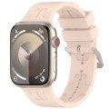 For Apple Watch Series 9 41mm H Texture Silicone Ladder Buckle Watch Band(Sand Pink)