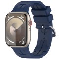 For Apple Watch Series 9 41mm H Texture Silicone Ladder Buckle Watch Band(Midnight Blue)