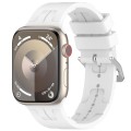 For Apple Watch Series 7 41mm H Texture Silicone Ladder Buckle Watch Band(White)