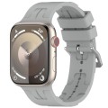 For Apple Watch Series 6 44mm H Texture Silicone Ladder Buckle Watch Band(Grey)