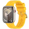 For Apple Watch Series 5 44mm H Texture Silicone Ladder Buckle Watch Band(Yellow)