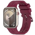 For Apple Watch Series 5 44mm H Texture Silicone Ladder Buckle Watch Band(Wine Red)