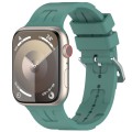 For Apple Watch Series 4 44mm H Texture Silicone Ladder Buckle Watch Band(Pine Green)