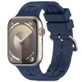 For Apple Watch Series 4 44mm H Texture Silicone Ladder Buckle Watch Band(Midnight Blue)