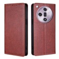For OPPO Find X7 5G Gloss Oil Solid Color Magnetic Leather Phone Case(Brown)
