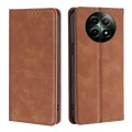 For Realme 12 5G Skin Feel Magnetic Leather Phone Case(Light Brown)