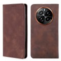 For Realme GT5 Pro 5G Skin Feel Magnetic Leather Phone Case(Dark Brown)