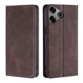For Tecno Pova 6 Pro 5G Skin Feel Magnetic Leather Phone Case(Dark Brown)