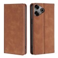 For Tecno Pova 6 Pro 5G Skin Feel Magnetic Leather Phone Case(Light Brown)