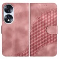 For Honor 70 YX0060 Elephant Head Embossed Phone Leather Case with Lanyard(Pink)