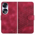 For Honor 70 YX0060 Elephant Head Embossed Phone Leather Case with Lanyard(Rose Red)
