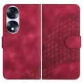 For Honor 70 Pro YX0060 Elephant Head Embossed Phone Leather Case with Lanyard(Rose Red)