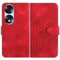 For Honor 70 Pro YX0060 Elephant Head Embossed Phone Leather Case with Lanyard(Red)
