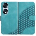 For Honor 70 Pro YX0060 Elephant Head Embossed Phone Leather Case with Lanyard(Light Blue)