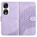 For Honor 90 YX0060 Elephant Head Embossed Phone Leather Case with Lanyard(Light Purple)