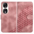 For Honor 90 YX0060 Elephant Head Embossed Phone Leather Case with Lanyard(Pink)