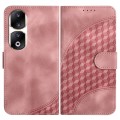 For Honor 90 Pro YX0060 Elephant Head Embossed Phone Leather Case with Lanyard(Pink)