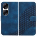 For Honor 90 Pro YX0060 Elephant Head Embossed Phone Leather Case with Lanyard(Royal Blue)