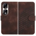 For Honor 90 Pro YX0060 Elephant Head Embossed Phone Leather Case with Lanyard(Coffee)