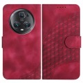 For Honor Magic5 Pro YX0060 Elephant Head Embossed Phone Leather Case with Lanyard(Rose Red)