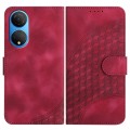 For Honor X7/Play 30 Plus YX0060 Elephant Head Embossed Phone Leather Case with Lanyard(Rose Red)
