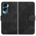 For Honor X50i 5G/90 Lite YX0060 Elephant Head Embossed Phone Leather Case with Lanyard(Black)