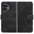 For Honor 100 YX0060 Elephant Head Embossed Phone Leather Case with Lanyard(Black)