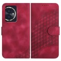 For Honor 100 YX0060 Elephant Head Embossed Phone Leather Case with Lanyard(Rose Red)