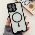 For iPhone 15 Pro Max Colorful Two-Color Lens Film MagSafe Magnetic Horn Acrylic+TPU Case(Black)