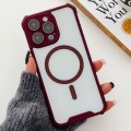 For iPhone 15 Pro Colorful Two-Color Lens Film MagSafe Magnetic Horn Acrylic+TPU Case(Red)