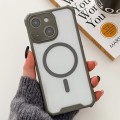 For iPhone 15 Plus Colorful Two-Color Lens Film MagSafe Magnetic Horn Acrylic+TPU Case(Grey)