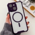 For iPhone 14 Plus Colorful Two-Color Lens Film MagSafe Magnetic Horn Acrylic+TPU Case(Purple)