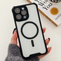 For iPhone 14 Pro Colorful Two-Color Lens Film MagSafe Magnetic Horn Acrylic+TPU Case(Black)