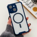 For iPhone 13 Colorful Two-Color Lens Film MagSafe Magnetic Horn Acrylic+TPU Case(Blue)