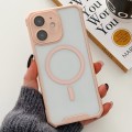 For iPhone 12 Colorful Two-Color Lens Film MagSafe Magnetic Horn Acrylic+TPU Case(Pink)