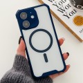 For iPhone 12 Colorful Two-Color Lens Film MagSafe Magnetic Horn Acrylic+TPU Case(Blue)