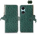 For Honor X5 Plus Ostrich Pattern Genuine Leather RFID Phone Case(Green)