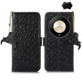 For Honor Magic6 Lite / X50 / X9b Ostrich Pattern Genuine Leather RFID Phone Case(Black)