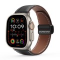 For Apple Watch Ultra 49mm DUX DUCIS YA Series Magnetic Buckle Genuine Leather Watch Band(Black)