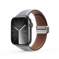 For Apple Watch Series 7 45mm DUX DUCIS YA Series Magnetic Buckle Genuine Leather Watch Band(Grey)