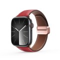 For Apple Watch Series 7 45mm DUX DUCIS YA Series Magnetic Buckle Genuine Leather Watch Band(Red)