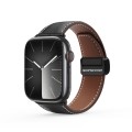 For Apple Watch Series 5 44mm DUX DUCIS YA Series Magnetic Buckle Genuine Leather Watch Band(Black)