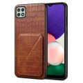 For Samsung Galaxy A22 5G Denior Imitation Crocodile Leather Back Phone Case with Holder(Brown)