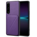 For Sony Xperia 1 IV Denior Imitation Calf Leather Back Phone Case with Holder(Purple)