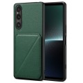 For Sony Xperia 1 V Denior Imitation Calf Leather Back Phone Case with Holder(Green)
