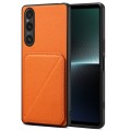 For Sony Xperia 1 V Denior Imitation Calf Leather Back Phone Case with Holder(Orange)