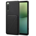 For Sony Xperia 10 V Denior Imitation Calf Leather Back Phone Case with Holder(Black)
